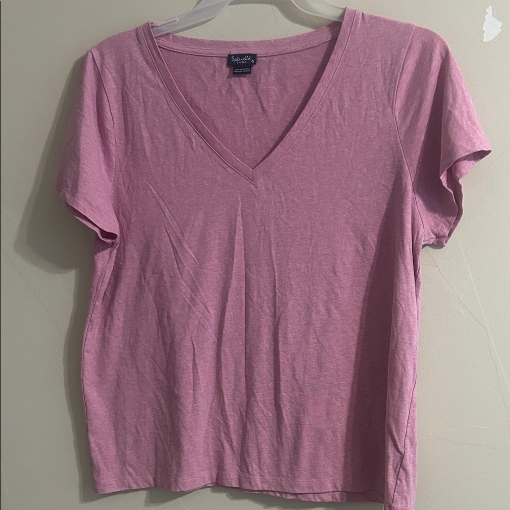 Splendid Heather Pink V-Neck Short Sleeve Tee
